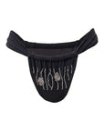 Oria black Brazilian bikini bottoms with glass beads, product photo