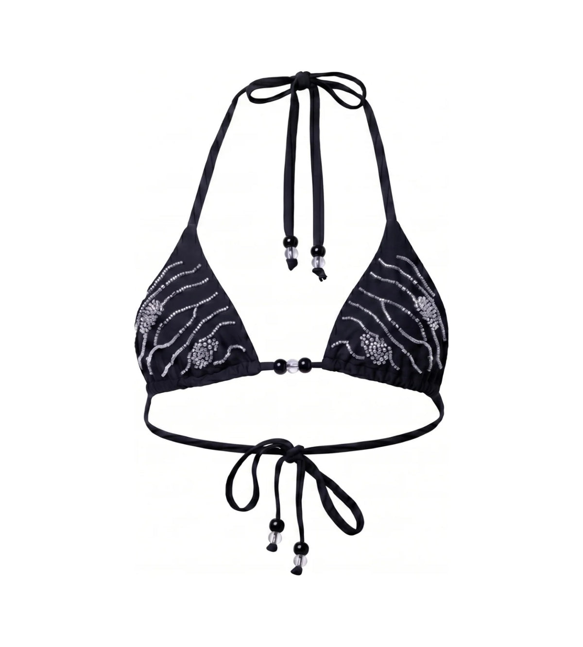 Alana black beaded bikini top, product photo