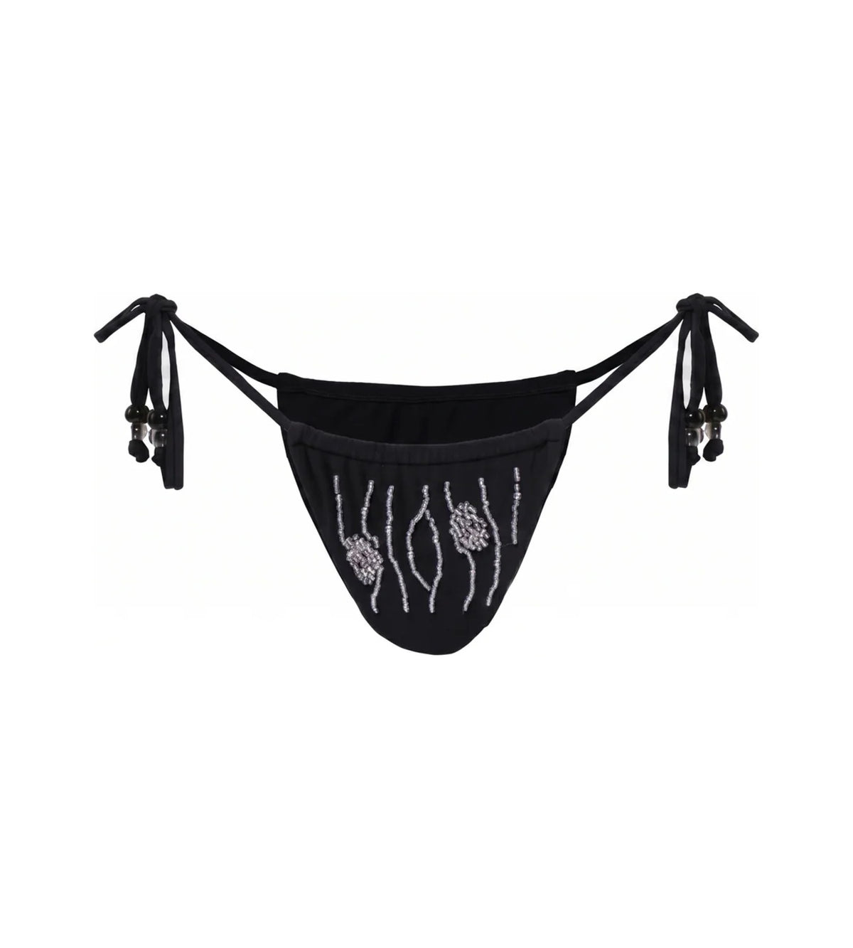 Alana black beaded tie-side bikini bottoms, product photo