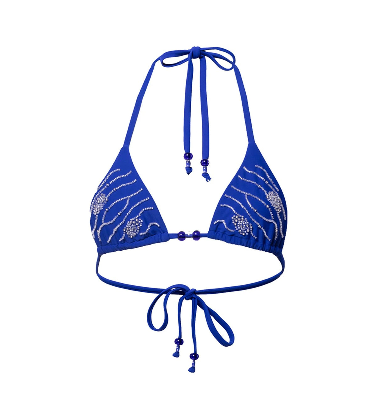 Alana electric blue beaded bikini top, product photo
